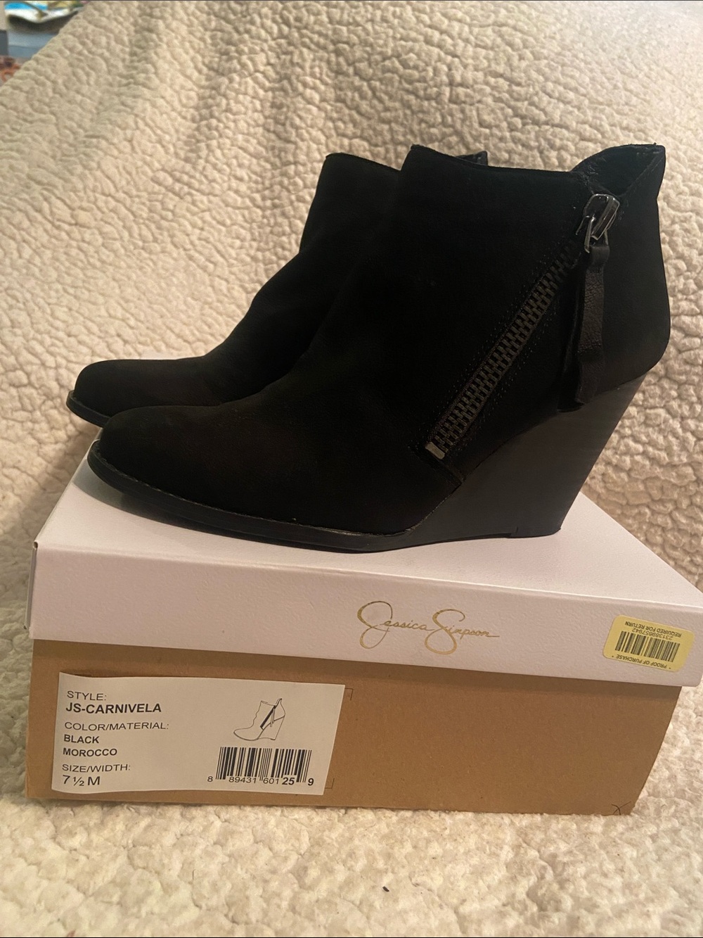 Jessica Simpson Black Suede Wedge Ankle Booties
